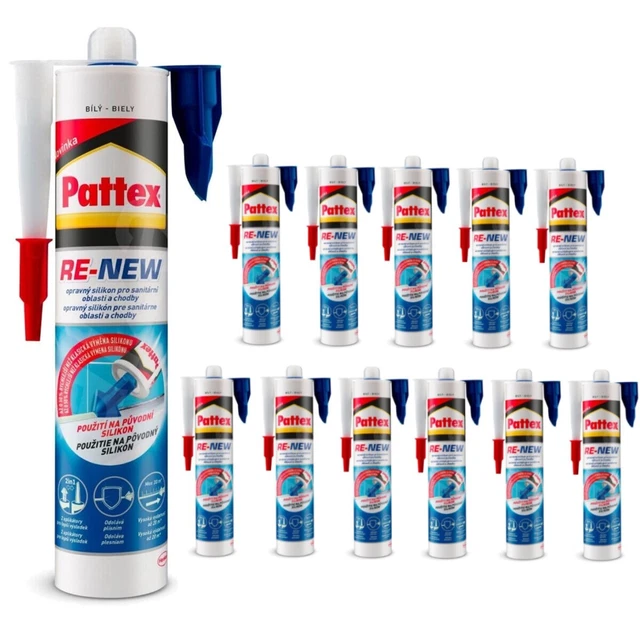 Manico in silicone sanitario Pattex RE-NEW 12 x sigillante per cucina e bagno bianco 280 ml
