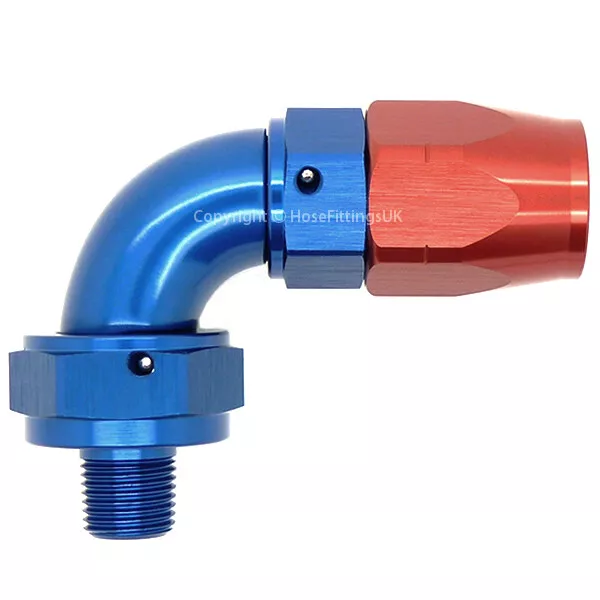 1/8 NPT MALE Swivel to AN-6 90 DEGREE FULL FLOW CUTTER Fuel Braided Hose Fitting