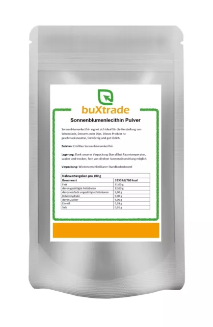 250g | Sonnenblumenlecithin | Bäckerlecithin | Reinlecithin E322 | NON GMO