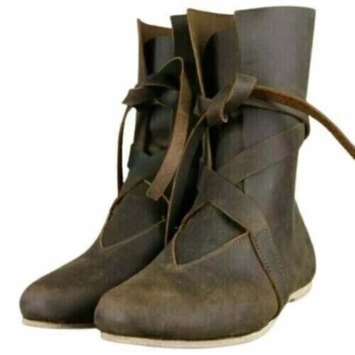 Bottes en cuir médiévales Chaussures Renaissance Chaussures viking Hommes...