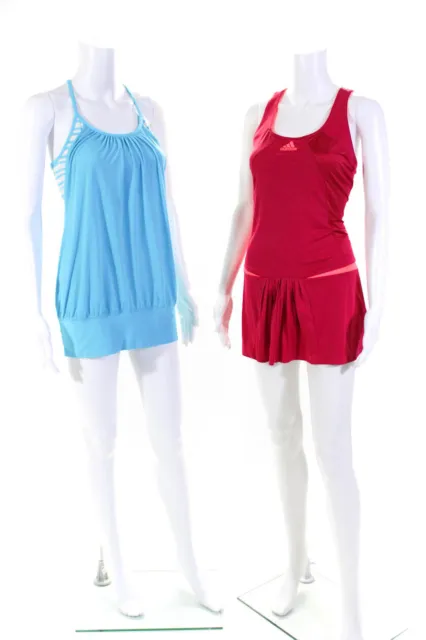 Adidas Lululemon Womens Solid Halter Athletic Dress Pink Blue Size Medium Lot 2