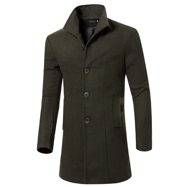Mens Winter Warm Trench Coat Outwear Overcoat Casual Long Sleeve Button Jackets