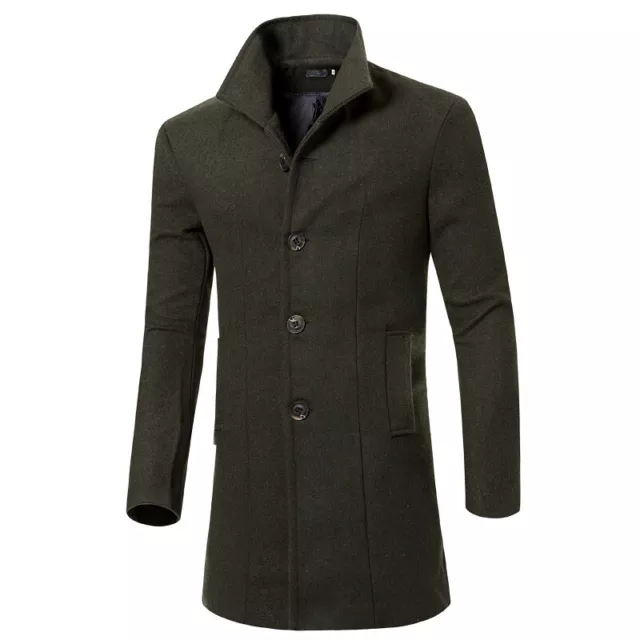Winter Mens Warm Trench Coat Outwear Overcoat Casual Long Sleeve Button Jackets