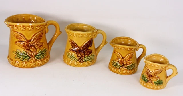 VINTAGE CHADWICK JAPAN American Eagle Measuring Cups 4 Golden Yellow