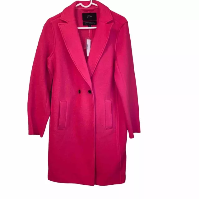 J Crew Daphne Coat Hot Pink Size T6 Italian Boiled Wool Women's Overcoat New