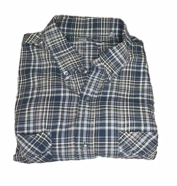 Vince Classic Plaid Flannel Striped Long Sleeve Button Up Men’s Shirt Size L