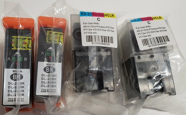 3pk Series 21/22/23 Ink Cartridges Black/Color for Dell V515w V313w V313 Printer