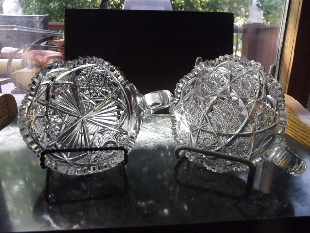 Nappy bowl Antique American Brilliant Glass Crystal CUT LIKE CRAZY split hobstar