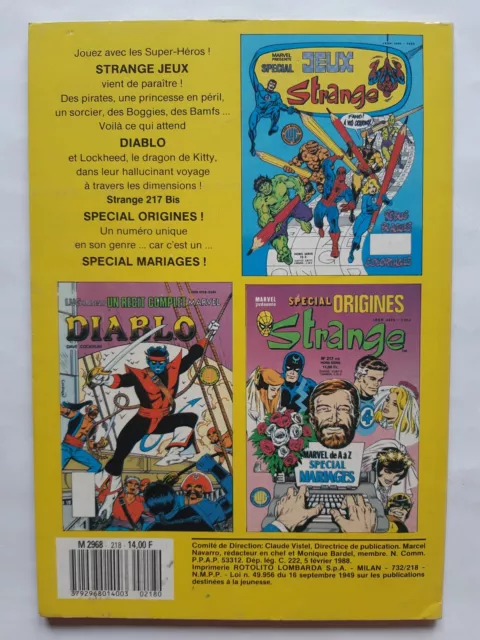 Comics EO BE - Lug - Marvel - Strange - N°218 - Février 1988 2