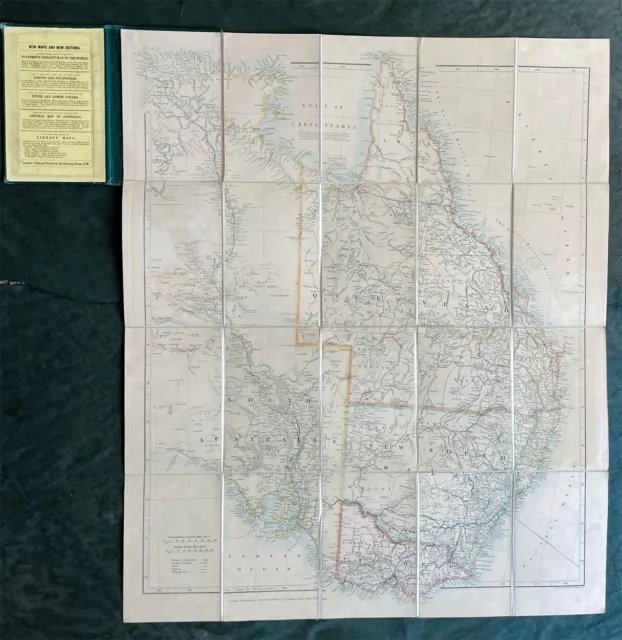 1882 Edward Stanford Large Folding Antique Map Eastern Australia, QLD, NSW, Vic 2