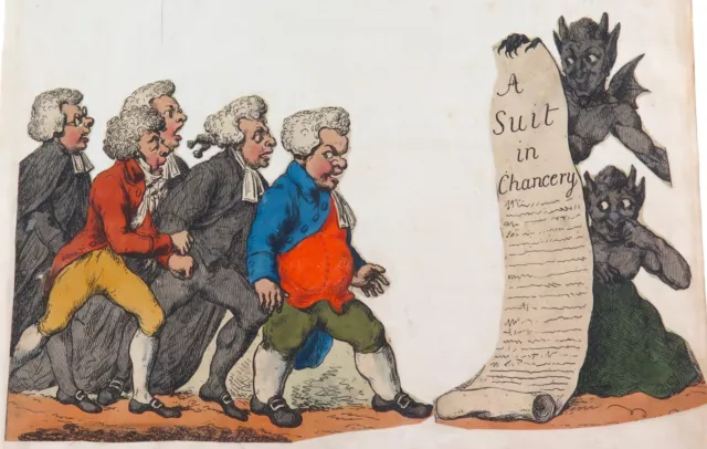 .RARE c1803 ENGLISH ARTIST PIERCY ROBERTS SATIRICAL "TEMPTATION for LAWYERS".