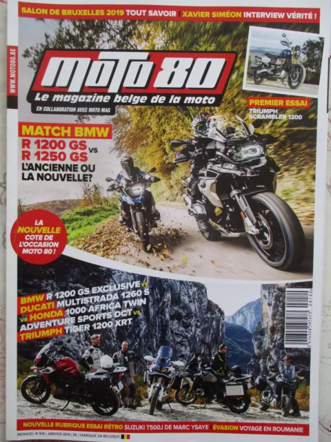 Revue Belge Moto 80 N°818: 01/2019: Bmw R1250 Gs - Suzuki T500J - Multistrada S