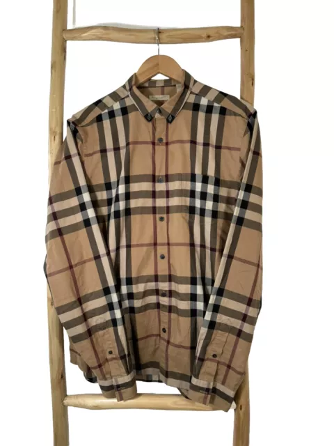 NWOT Burberry Brit Niall Check Dress Shirt in Camel Check - Size L