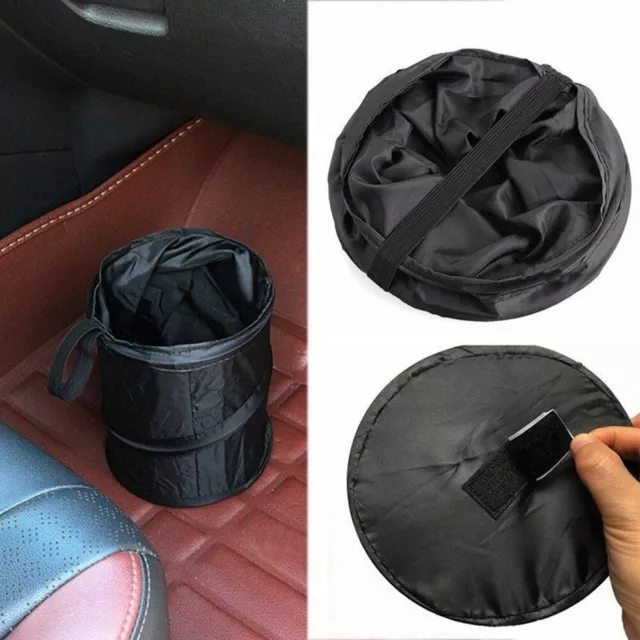 Black Foldable Travel Car Bin Waste Basket Bag Trash Can Rubbish Dustbin