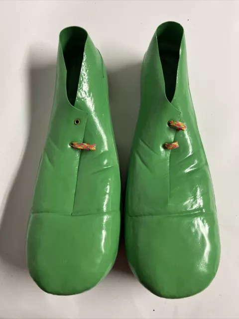 Vintage Rubies Costume Co Plastic Clown Costume Shoes Green Jumbo Size USA Adult