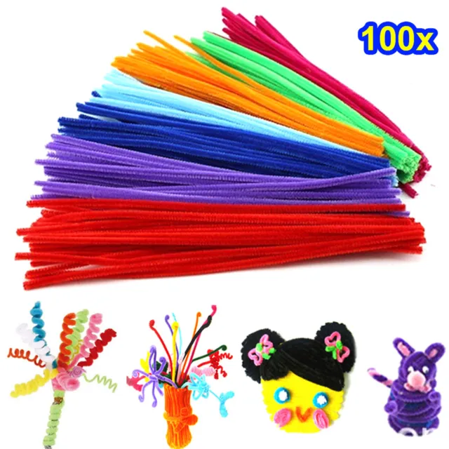 100 Pieces Pipe Cleaners Assorted Craft Chenille Stems-Multicolored Pipe Cleaner
