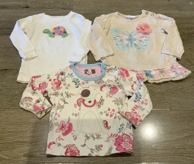 Baby Joules / Gap / F&F - Girl 6-9 Months Outfit Bundle Long Sleeved Tops Set