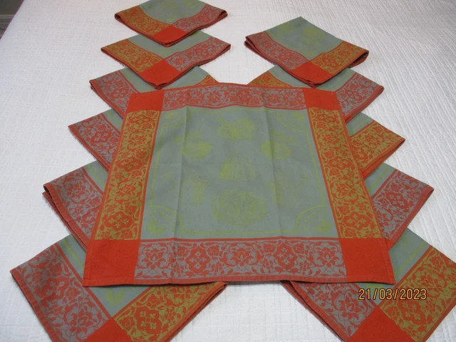 12 servilletas de lujo naranja y verde azulado ~ sin etiqueta