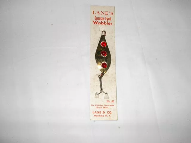 ANTIQUE FISHING LURE On Store Display Card, Lane & Co, Sparkle-Eyed Wobbler  $15.00 - PicClick