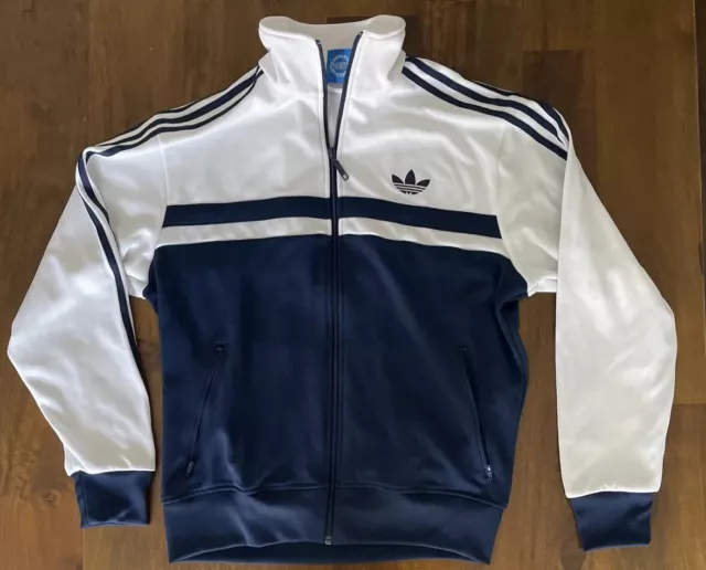 RARE Adidas Originals RETRO ADI-ICON TRACK TOP Warm Up Zip Jacket Blue White