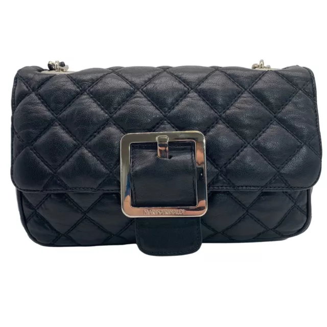 Marina Rinaldi Black Quilted Caviar Flap Crossbody