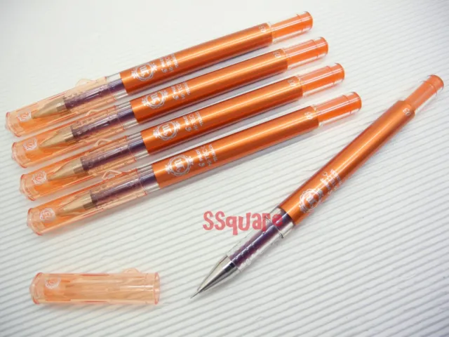 5 x Pilot Hi-Tec-C Maica 0.3mm Ultra Fine Needle Tip Rollerball Gel Pen, Orange