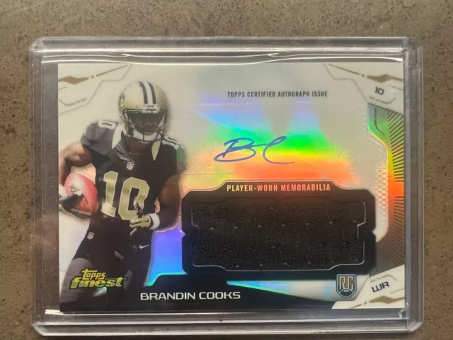 Brandin Cooks 2014 Topps Finest Jumbo Auto Patch Rookie Refractor #AJR-BC