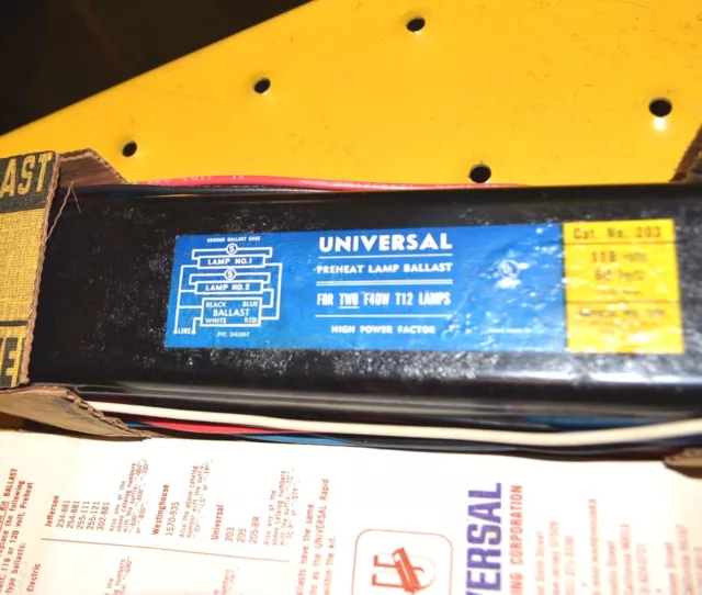 203 UNIVERSAL BALLAST 2-40W Fluorescent Lamp 120V Preheat NOS NEW Imperfect 203