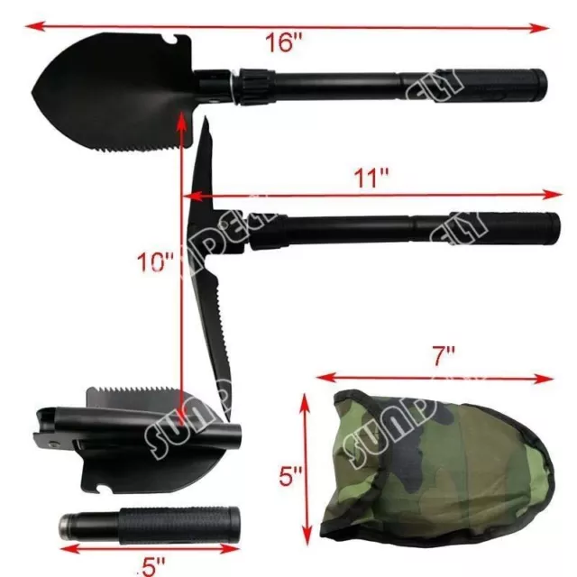 Army Military Folding Spade Shovel Pick Axe Camping Metal Detecting Mini Tool UK