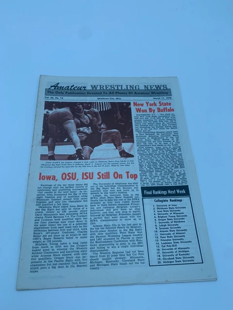1978 Amateur Wrestling News Magazine Dan Gable Iowa Hawkeyes 3/4 1978 Amateur Wrestling News Magazine Dan Gable Iowa Hawkeyes 3/4