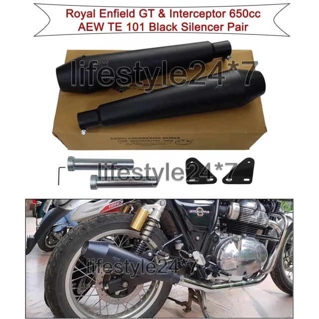 Royal Enfield "AEW TE 101 Exhaust Silencer Pair Black" For GT & Interceptor 650