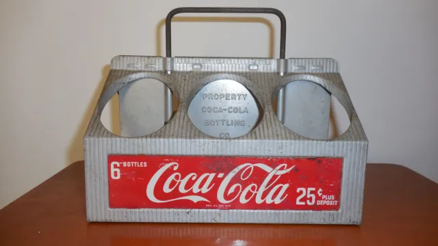 Vintage 1950'S Coca Cola Coke Aluminum /  Metal 6 Pack Bottle Carrier Holder