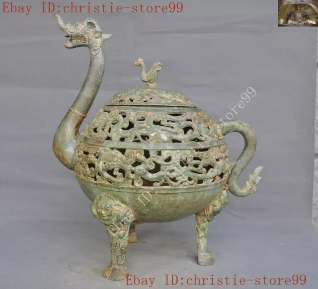 China Ancient Bronze Ware Dragon beast statue Tanks Crock tank pot canister jar