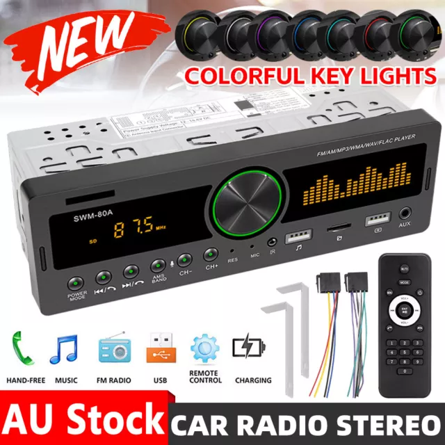 Car Radio Stereo bluetooth 1 Din Head Unit Player USB AUX/MP3//SD/AUX-IN/FM Auto