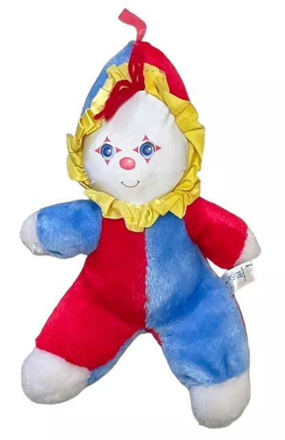 Vtg 1982 American Greetings Clown Stuffed Plush Doll Baby Softtouch Red Blue 11”