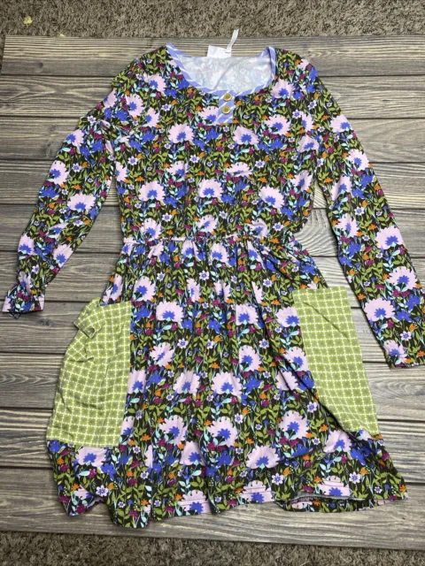 Matilda Jane 435 Grow Together Dress Girls Green Floral Pockets Size 12