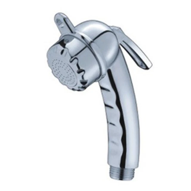 Útil cabezal de ducha accesorios duraderos con botón Start/Stop plata ajustable