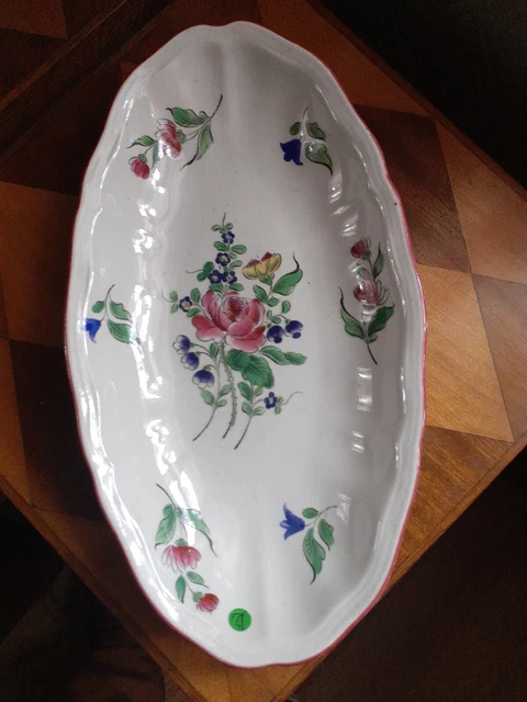 Assiette Ancienne Faïence Lunéville St Clément, Décor Panier Fleuri, Bon état