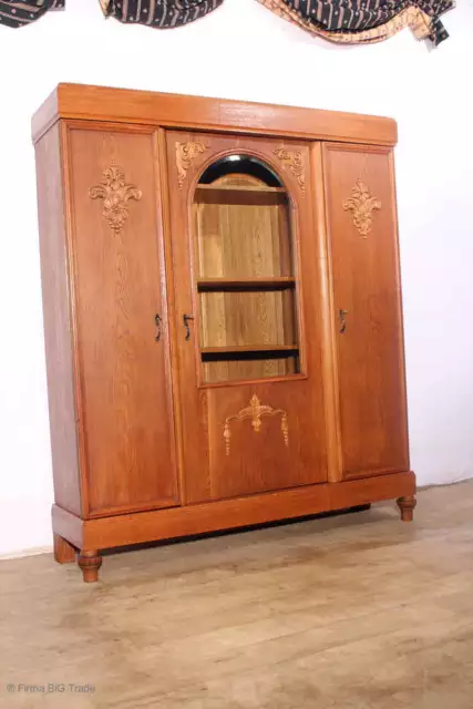 Antiker 3türiger Jugendstil Bücherschrank Regalschrank Vitrine Herrenzimmer Schr