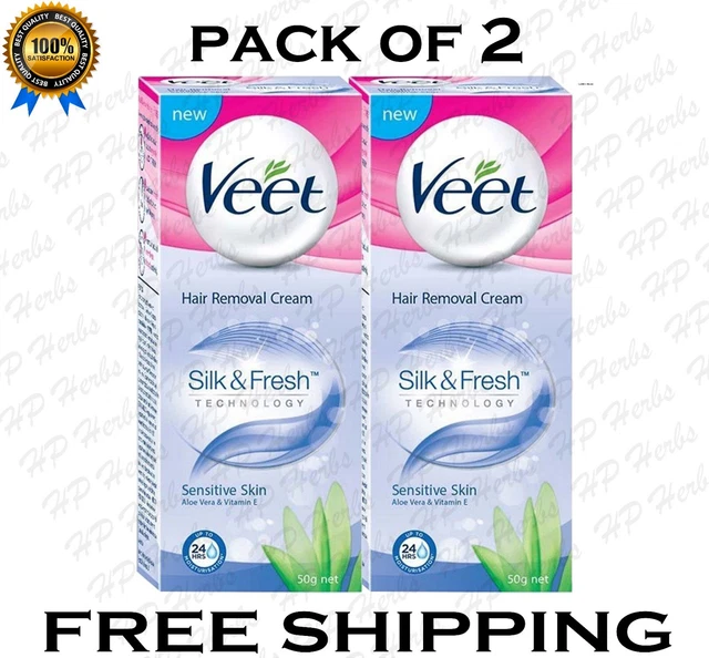 VEET Soie Et Frais Crème Dépilatoire pour Peau Sensible - 50 G (Paquet De 2)