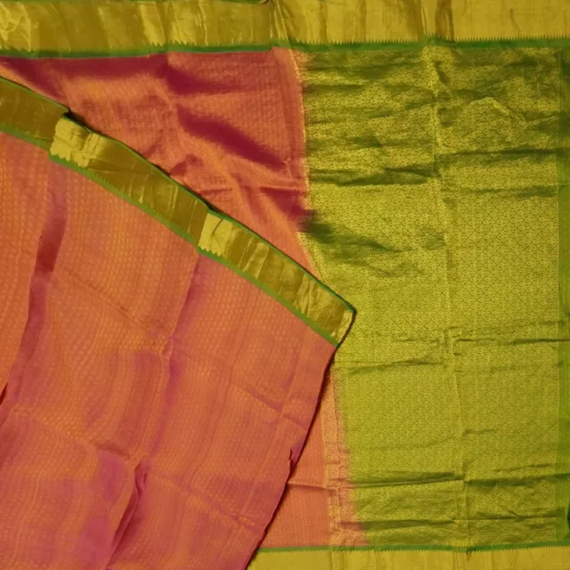 Vintage Rosa Magenta Sari 100% Pura Seta Zari Tessuto a Mano 4.6m Craft