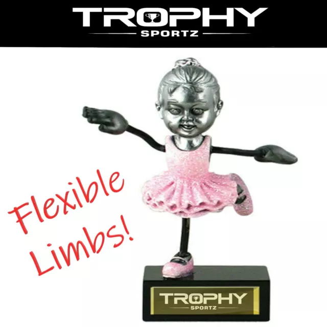 1 x GIRL BALLET DANCE Flexee Trophy 145mm high Flexible Sparkle Tutu dancer