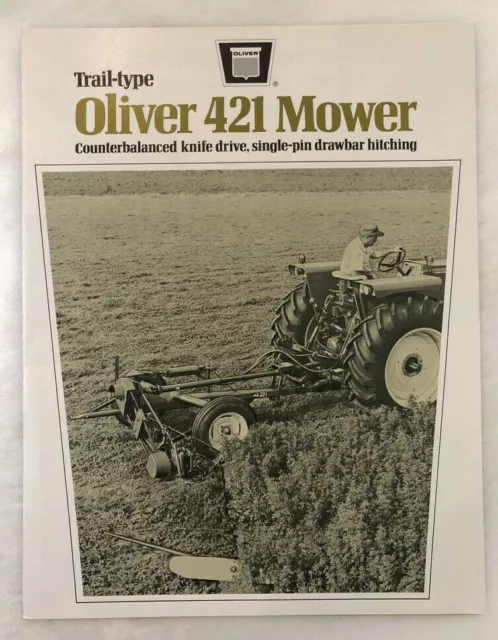 1970s OLIVER 421 MOWER Tractor Trail-type Brochure Vintage Farm Advertising
