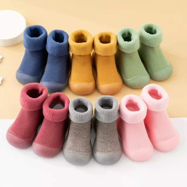 Kids Baby Girls Boys Toddler Anti-slip Slippers Socks Shoes Winter Warm Boots