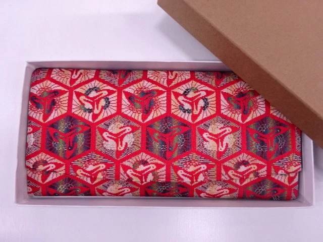3190560: Japanese Kimono / New! Wallet / Woven  Crane & Kikko / Nishijin Segawa