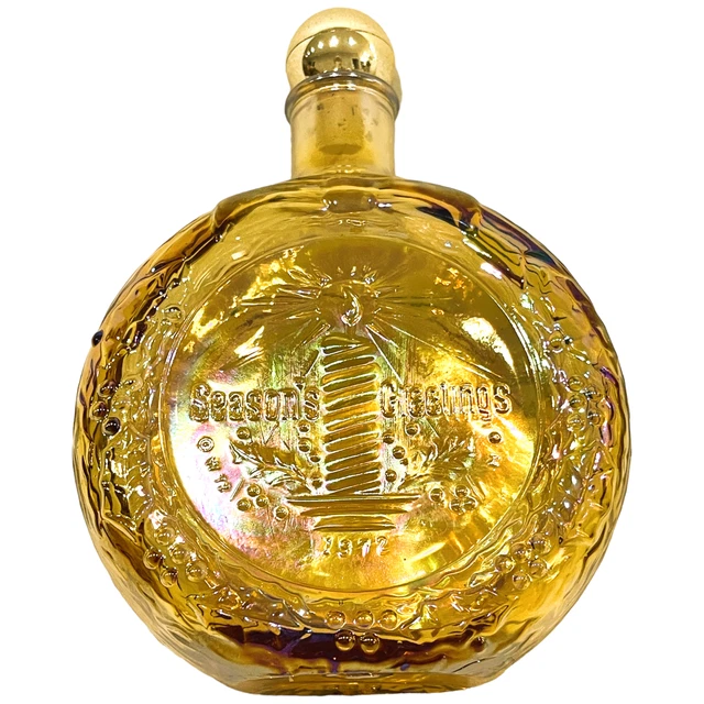 Christmas Amber Glass Decanter The Christmas Candle Story 1972 Wheatonware