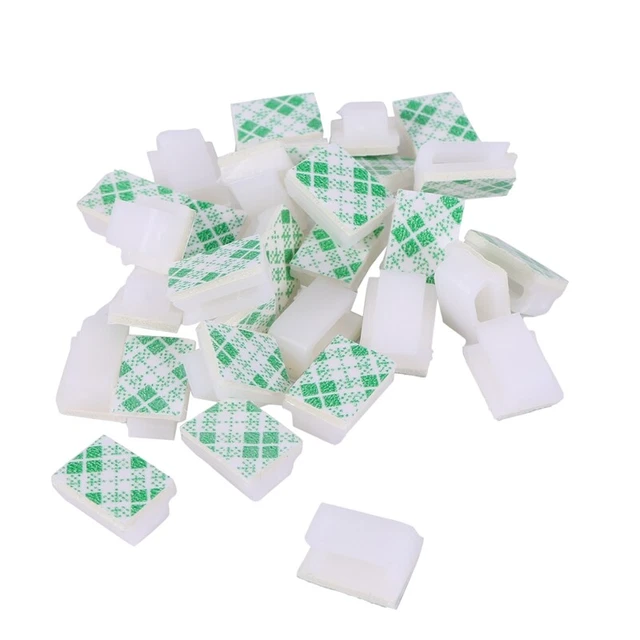 30 x portacavi clip per cavi morsetto per cavo autoadesivo bianco Q2Q9