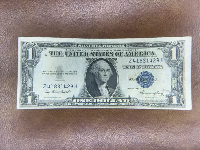 1935 One Dollar Blue Seal Note Silver Certificate Old US Bill $1