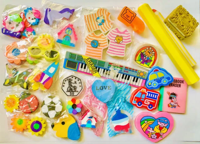 Job Lot Bundle Vintage 80’s Novelty Kids Girls  Erasers Rubbers Collection