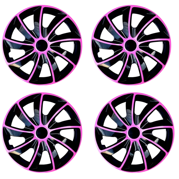 15" Wheel Covers Hub Caps 15 Inch Wheel Trims Trim Set Of 4 Plastic [QUAD Pink]